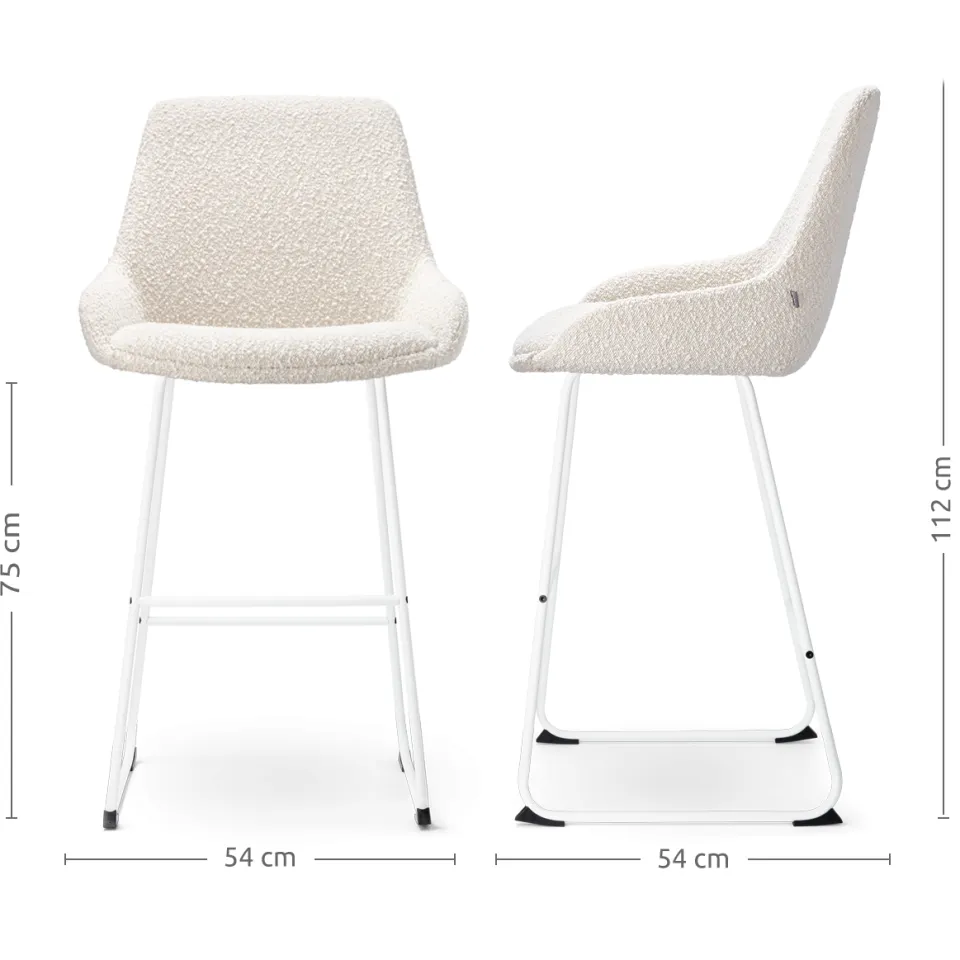 Nolon Nino-Isa barkruk bouclé beige - wit onderstel - 75 cm, foto 3