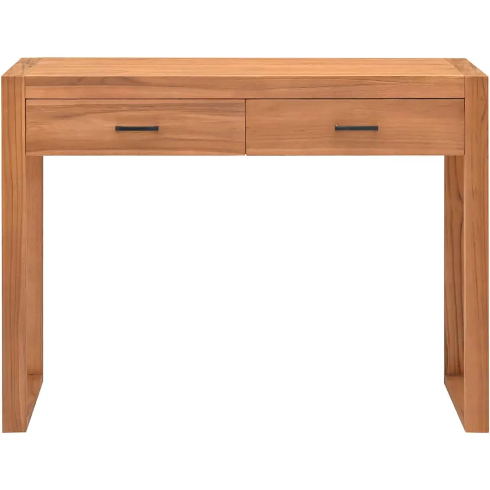 vidaXL Bureau met 2 lades 100x40x75 cm teakhout bruin, foto 2