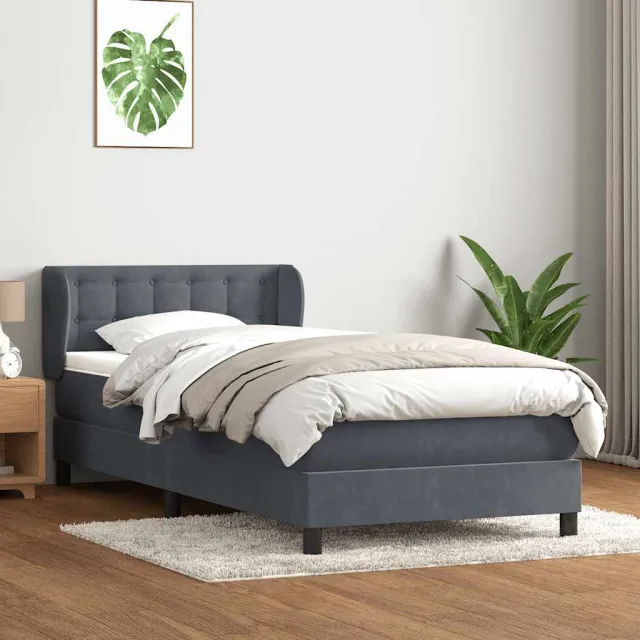 vidaXL Boxspring met matras fluweel donkergrijs 80x220 cm grijs
