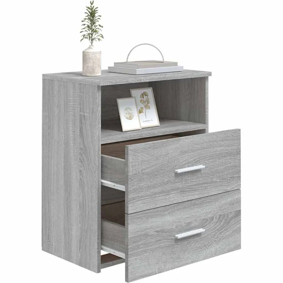 vidaXL Nachtkastjes 2 st 50x32x60 cm grijs sonoma eikenkleurig