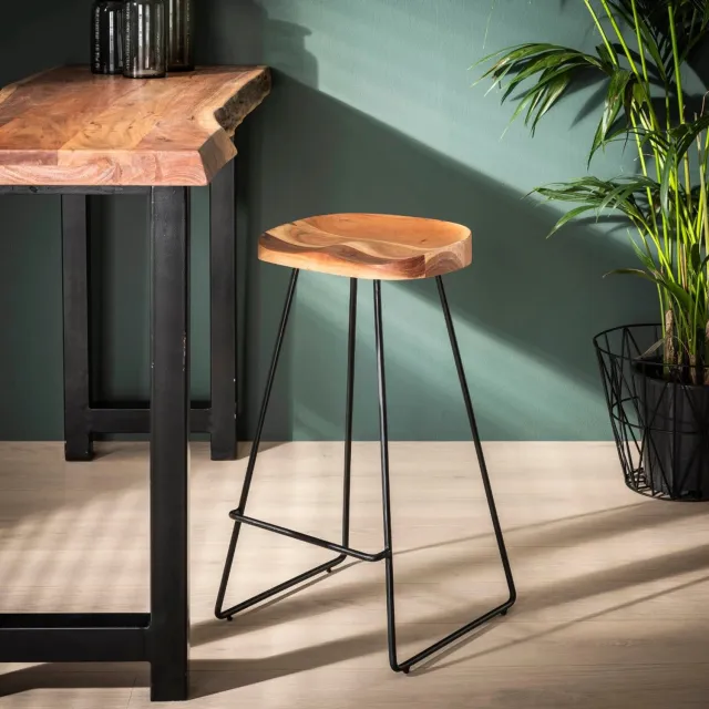 Fraaai Larissa barstoel houten zitting - massief acacia naturel
