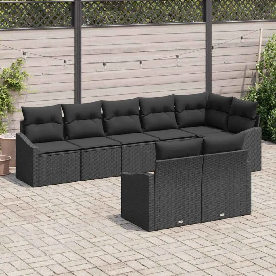 vidaXL Tuinbankenset 8 st Zwart poly rattan, foto 3