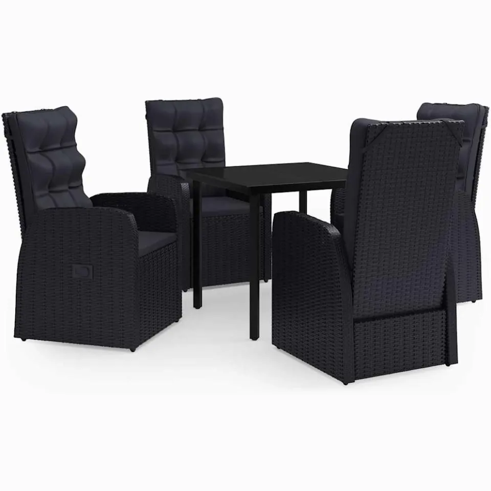 vidaXL 5-delige Tuinset met kussens zwart, foto 3