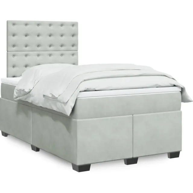 vidaXL Boxspring met matras fluweel lichtgrijs 120x190 cm grijs