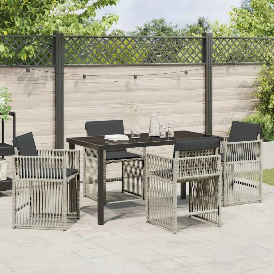 vidaXL Tuin eettafelset 5 st Lichtgrijs Gepoedercoat staal, foto 3