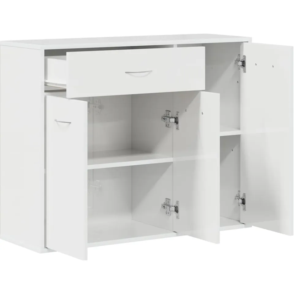 vidaXL Dressoir 88x30x70 cm bewerkt hout hoogglans wit, foto 4