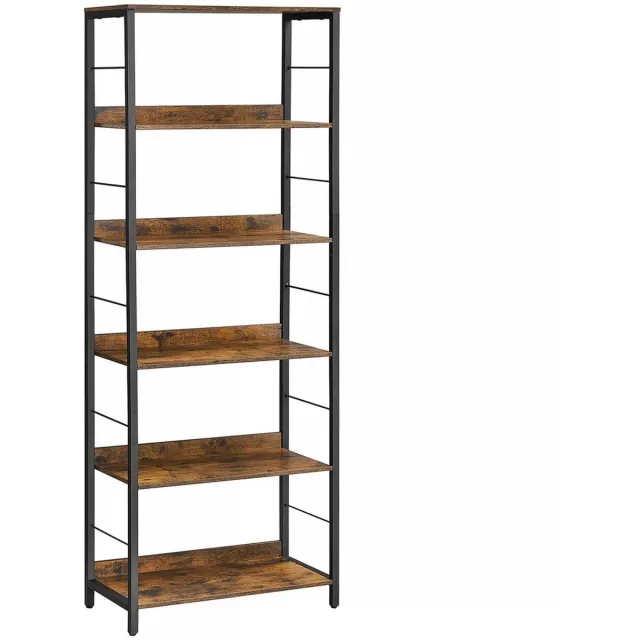 BEGRYF Boekenkast - rustiek bruin - 6 legplanken - 60x30x178 cm Rustiek bruin / zwart