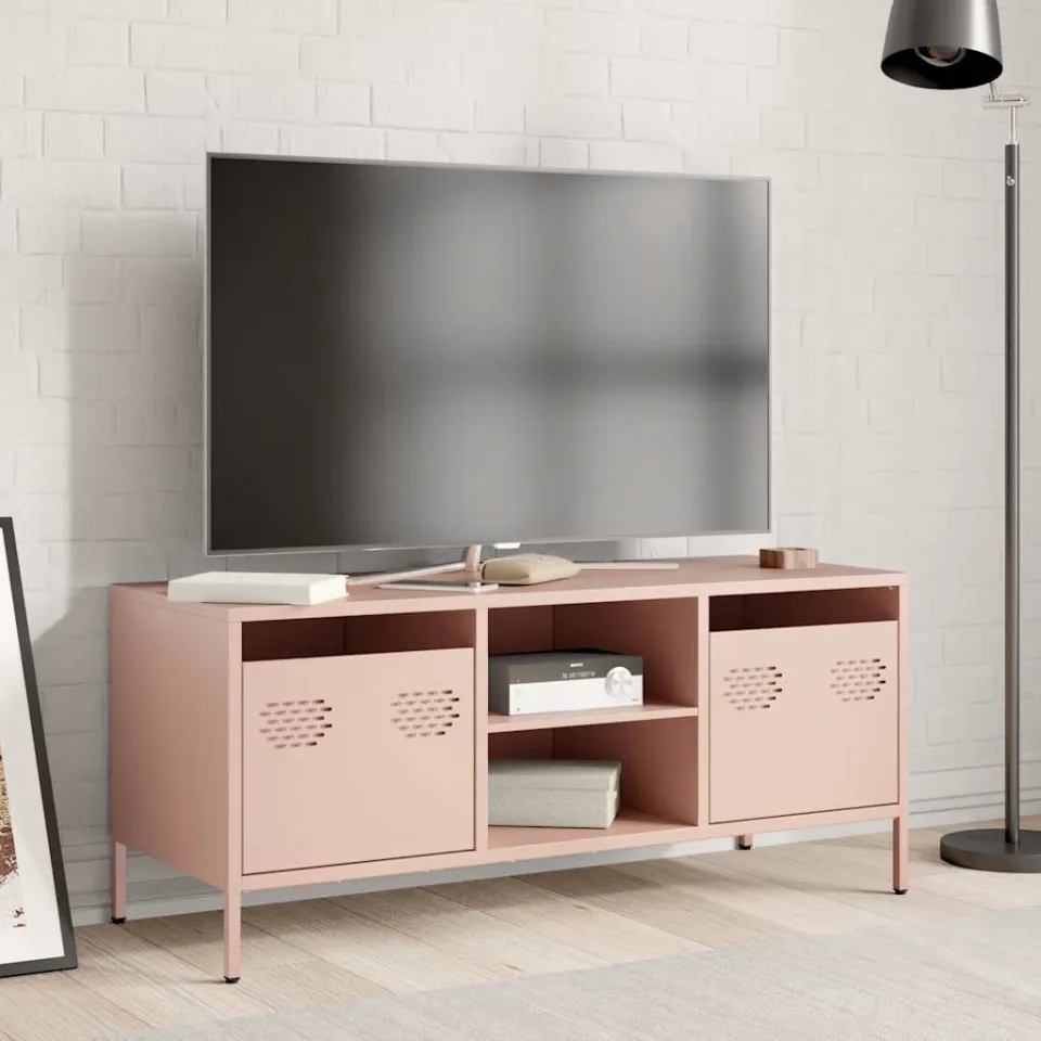 vidaXL Tv-meubel 101,5x39x43,5 cm koudgewalst staal roze, foto 2