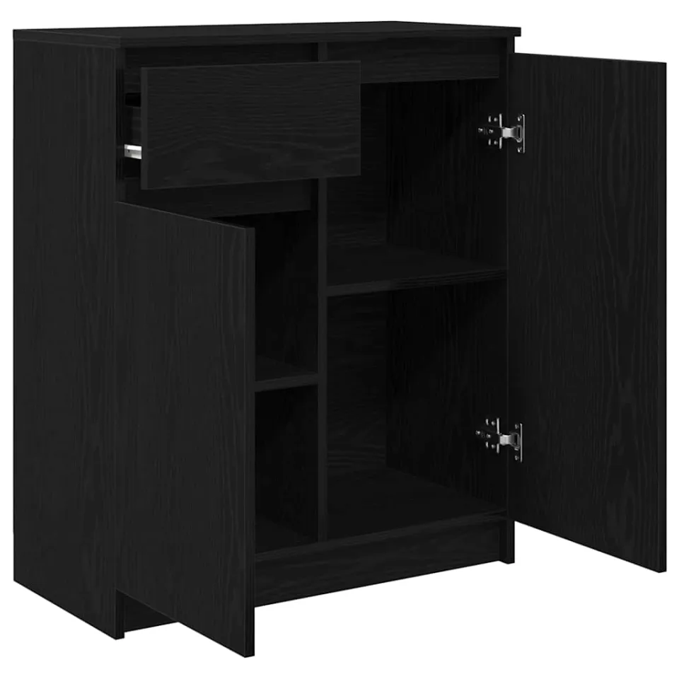 vidaXL Dressoir met lade 71x35x84 cm spaanplaat zwart eikenkleurig, foto 4