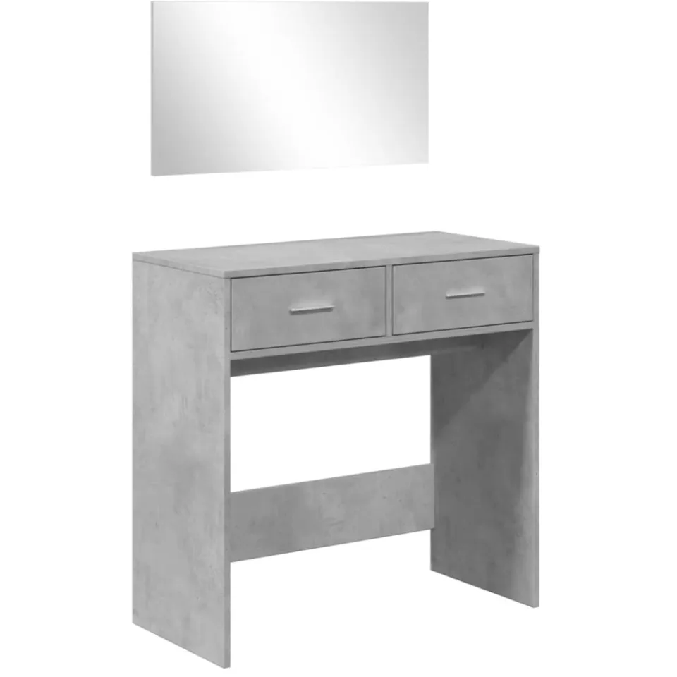 vidaXL Kaptafel met spiegel 80x39x80 cm betongrijs