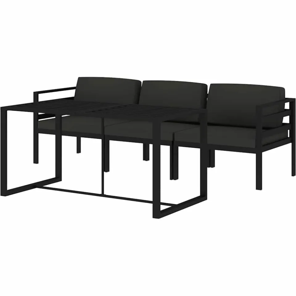 vidaXL 4-delige Loungeset met kussens aluminium antracietkleurig Anthraciet