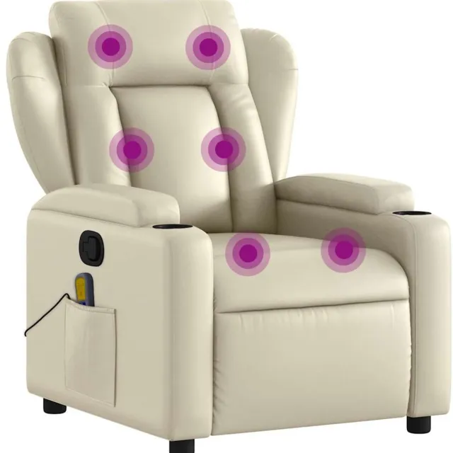 vidaXL Massagestoel - verstelbaar - kunstleer - crème