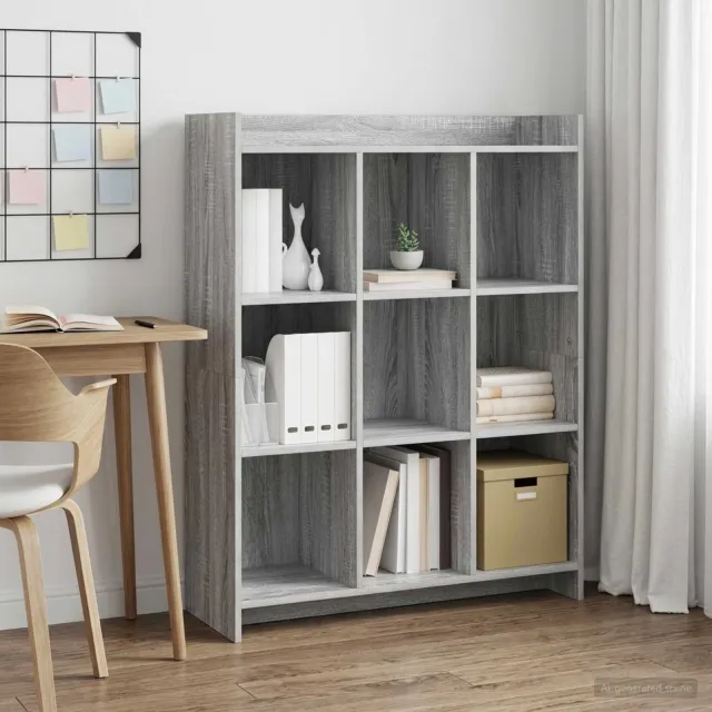 vidaXL Boekenkast Grijs Sonoma 87,5 x 30 x 111 cm Bewerkt hout, foto 2