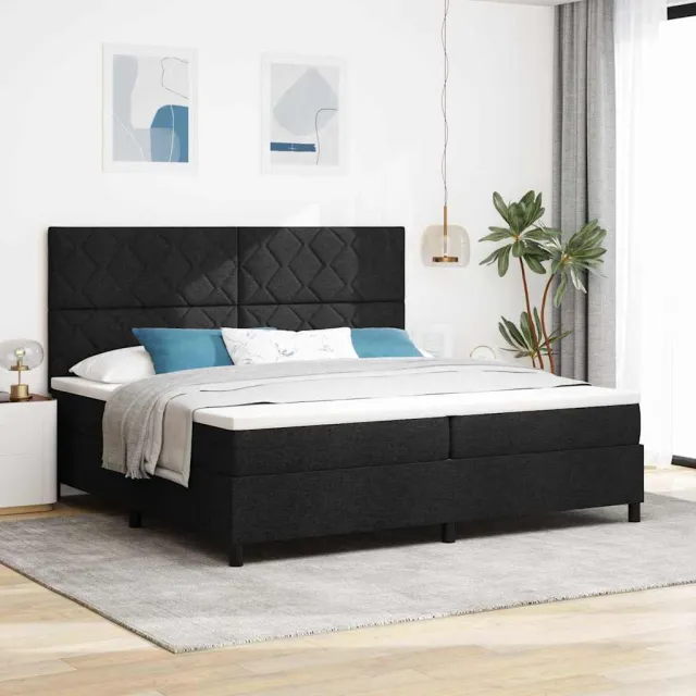 vidaXL Boxspringbed met hoofdeinde Zwart 200 x 200 cm Stof