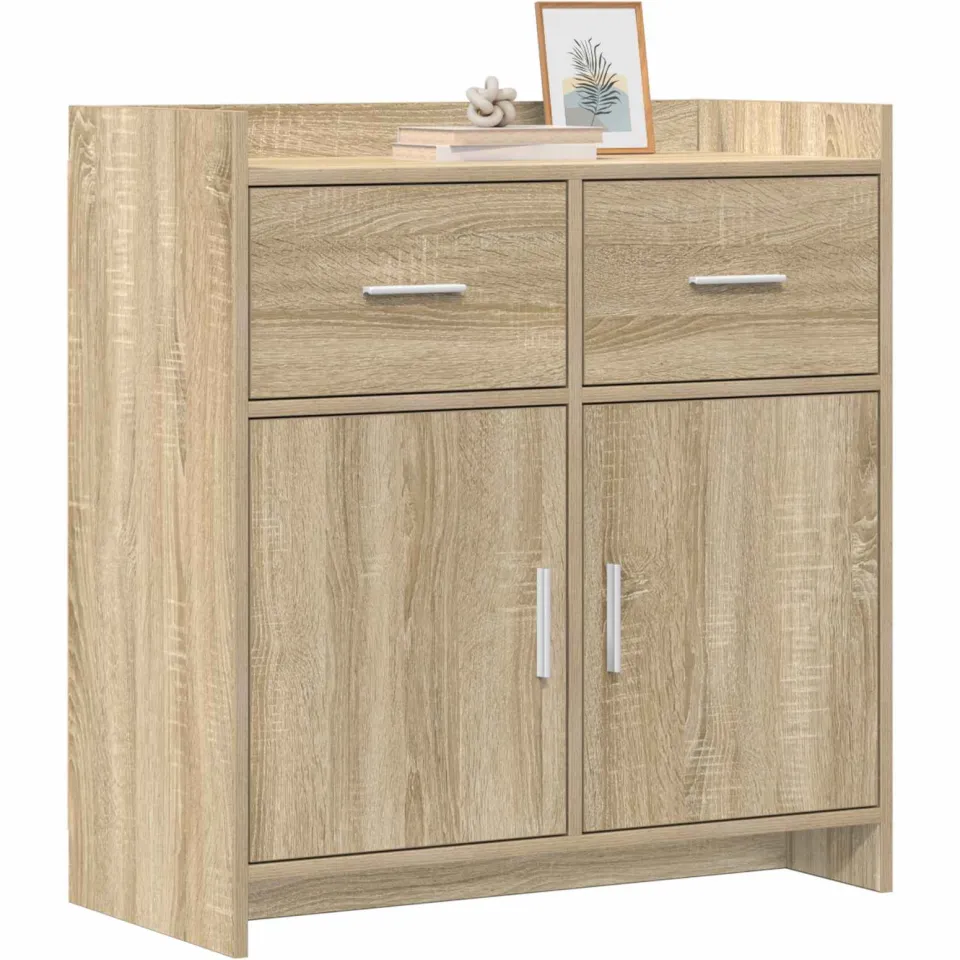 vidaXL Dressoir Sonoma Eiken 75 x 36 x 80 cm Bewerkt hout, foto 2