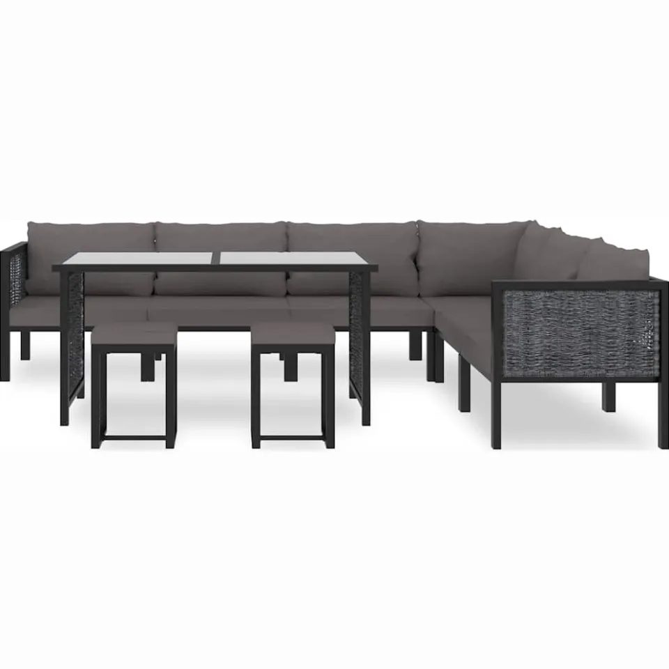 vidaXL 9-delige Loungeset met kussens poly rattan antraciet, foto 3