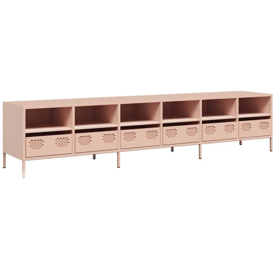 vidaXL Tv-meubel 202x39x43,5 cm koudgewalst staal roze
