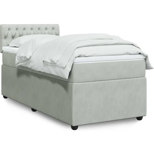 vidaXL Boxspring met matras fluweel lichtgrijs 100x200 cm