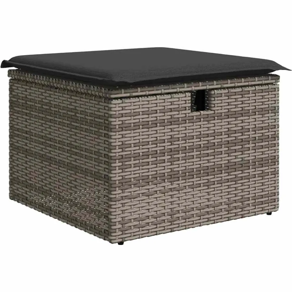 vidaXL 2-delige Loungeset met kussens poly rattan acacia grijs, foto 3
