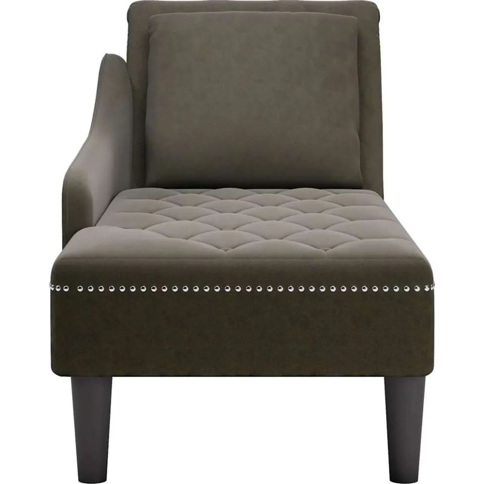 vidaXL Chaise longue met kussen&rechterarmleuning kunstleer legergroen