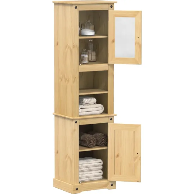 vidaXL Badkamerkast Corona 50x40x185 cm massief grenenhout Bruin