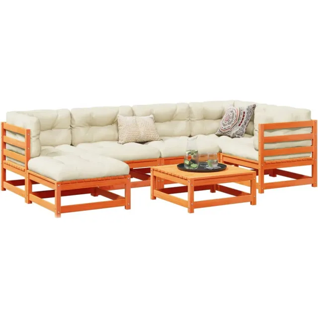 vidaXL 7-delige Loungeset met kussens massief grenenhout wasbruin bruin, foto 2