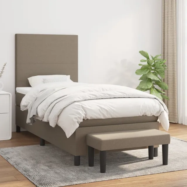 vidaXL Boxspring met matras stof taupe 90x190 cm