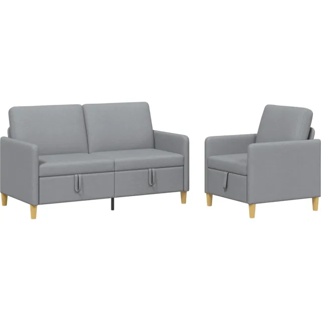 vidaXL Sofa - Set - Met - Opslag - 2 - st - 3-zits - Lichtgrijs - 152 - x - 78 - x - 87 - cm