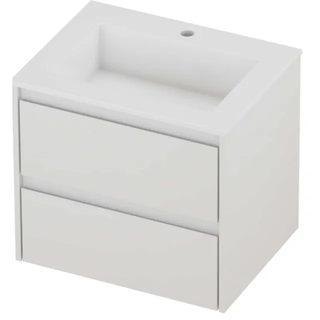 Proline Aristo Badmeubelset Polystone Elegant 1 Kraangat 60x46x54 cm Glans Wit Glans Wit