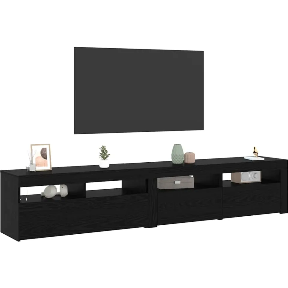 vidaXL TV-kast 2 st Zwart Eiken Bewerkt hout