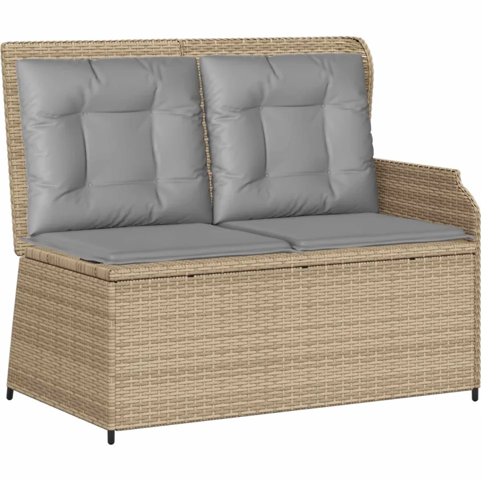 vidaXL Tuinbank 2-zits Beige en Grijs poly rattan
