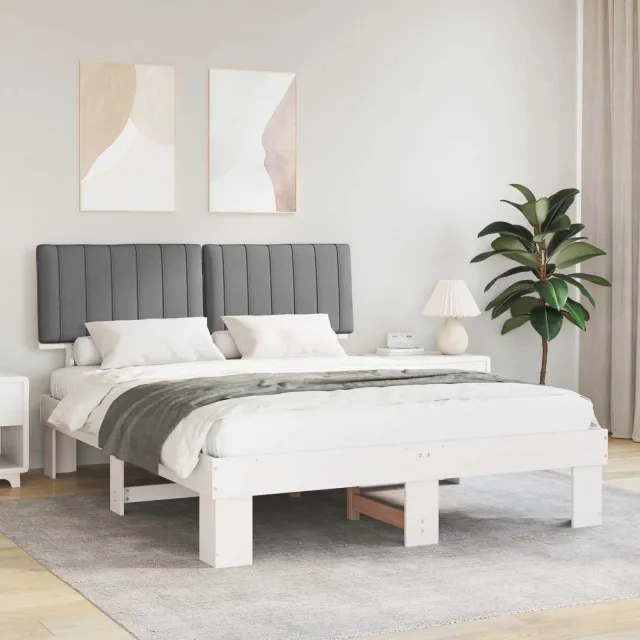vidaXL Bedframe met Gevoerd Hoofdgedeelte Lichtgrijs 160 x 200 cm