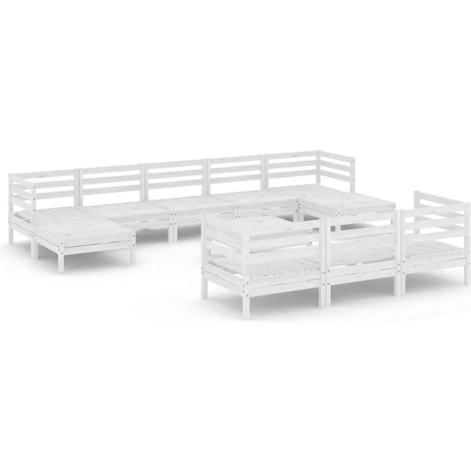 vidaXL 11-delige Loungeset massief grenenhout wit, foto 3