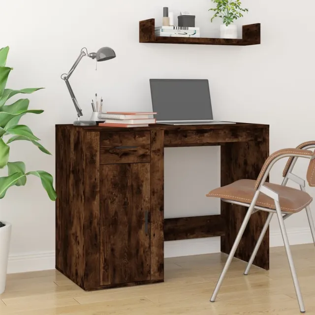 vidaXL Bureau 100x49x75 cm bewerkt hout gerookt eikenkleurig Bruin