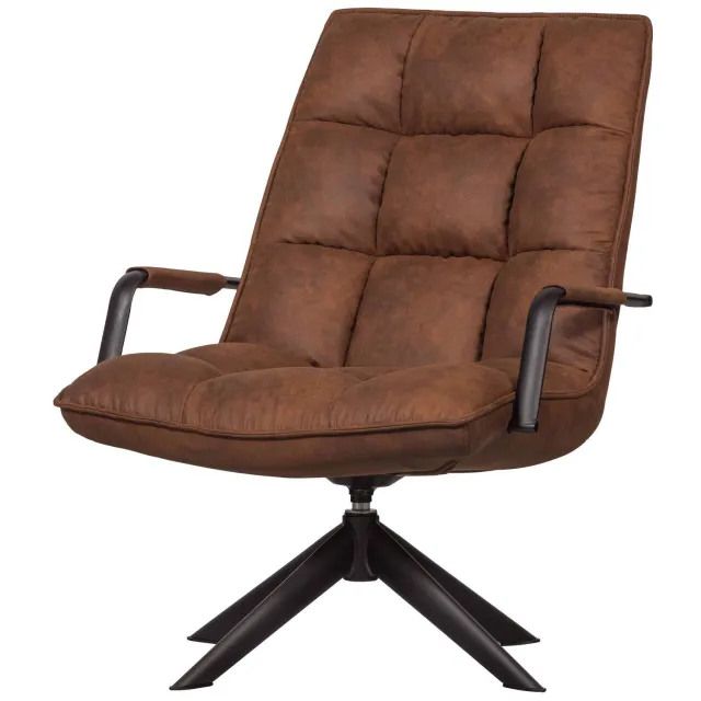 WOOOD Jouke Draaifauteuil - Kunstleer - Cognac - 96x70x85