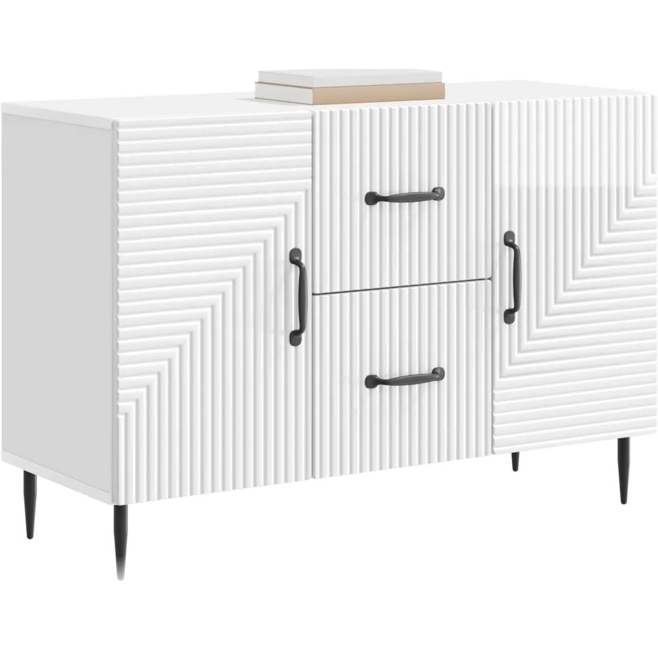 vidaXL Dressoir met lade Hoogglans Wit 89 x 34,5 x 60 cm Bewerkt hout