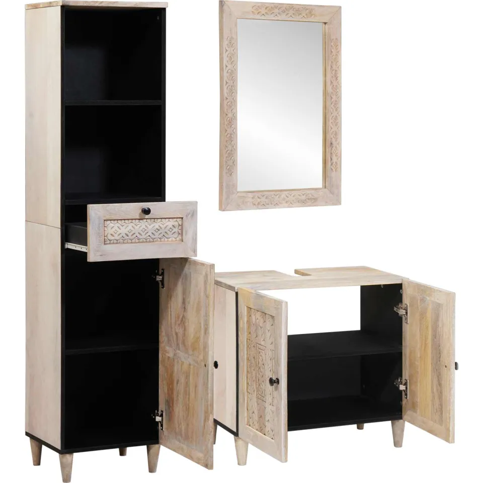 vidaXL Badkamermeubelset 3 st Wit Bewerkt hout, foto 2