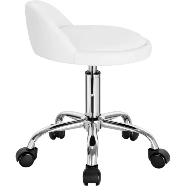 Klarven Kantoorstoel Leer wit - Bureaustoel - Kantoorstoelen op Wieltjes - Office Chair - Fluwelen Zitting, Ergonomisch en Draaibaar - Verstelbare Hoogte, Draagvermogen 120 kg - H53-65,5cm