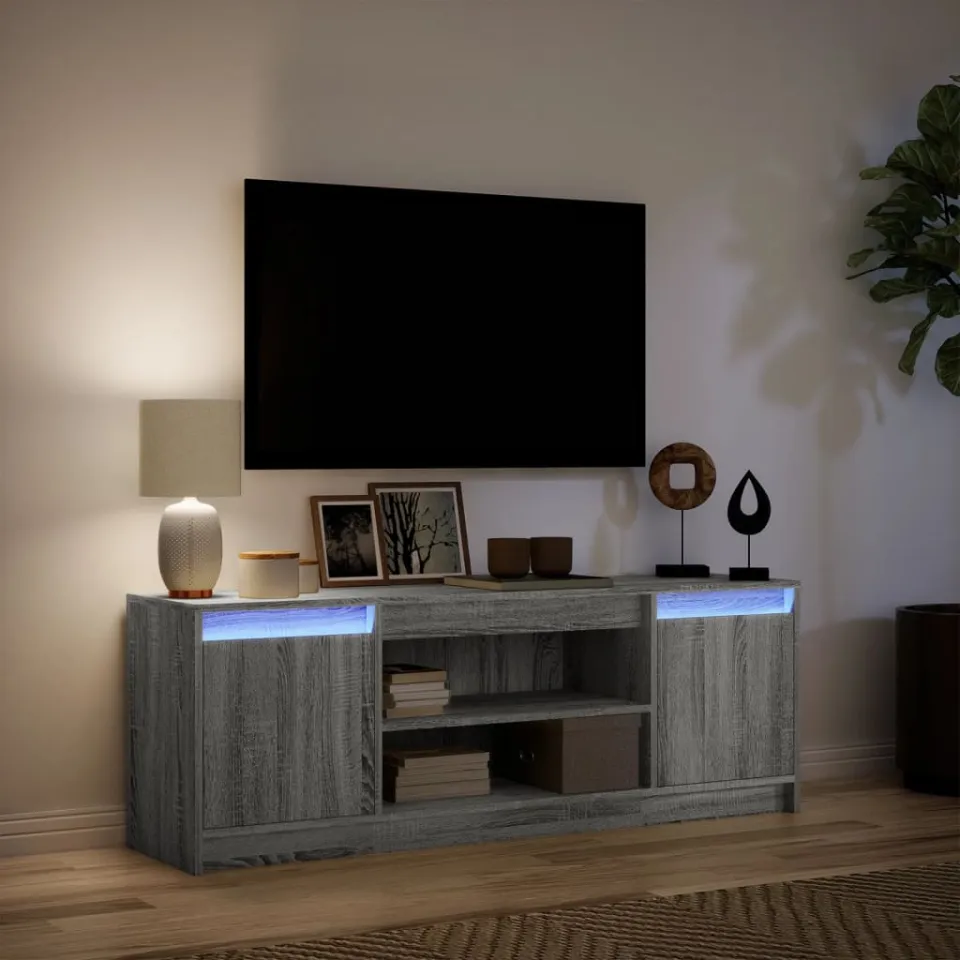 vidaXL Tv-meubel met LED 139,5x34x50 cm bewerkt hout grijs sonoma, foto 4
