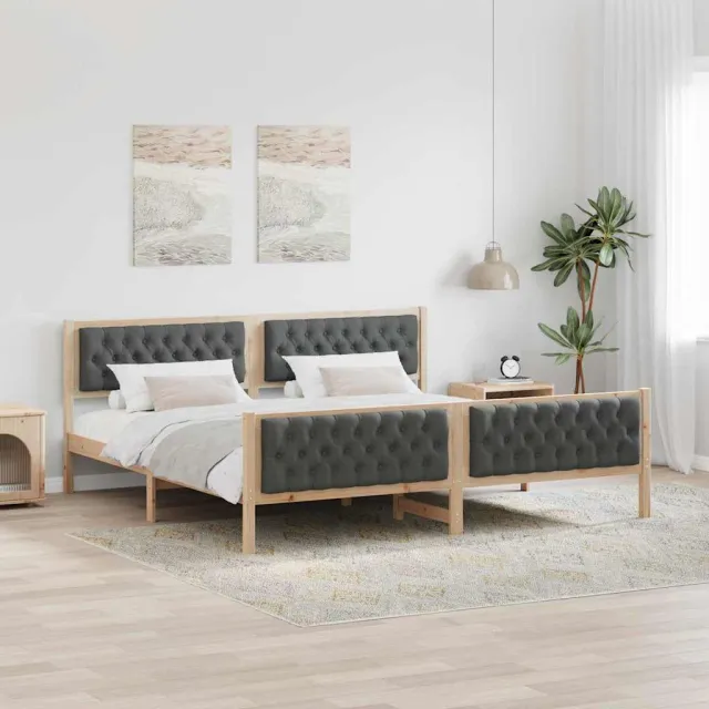 vidaXL Bedframe Donkergrijs 200 x 200 cm Massief grenenhout Bruin