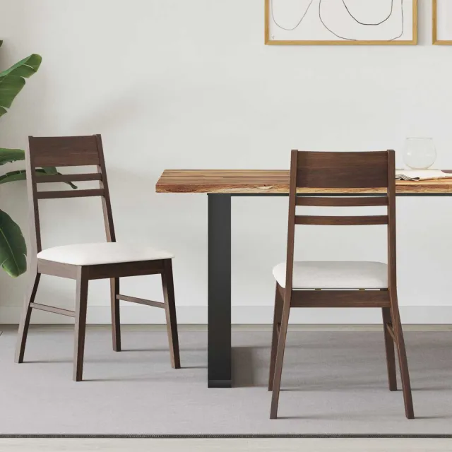 vidaXL Eettafelstoelen 2 st Massief Rubberhout Licht Bruin