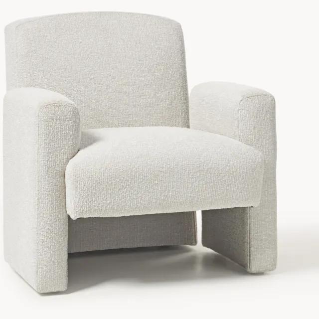 Westwing Collection Bouclé loungefauteuil Aven Grijs