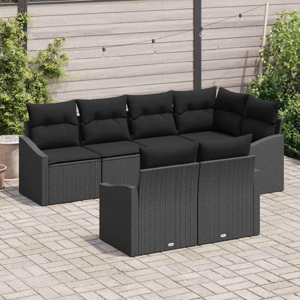 vidaXL Bankstel 7 st Zwart poly rattan, foto 3