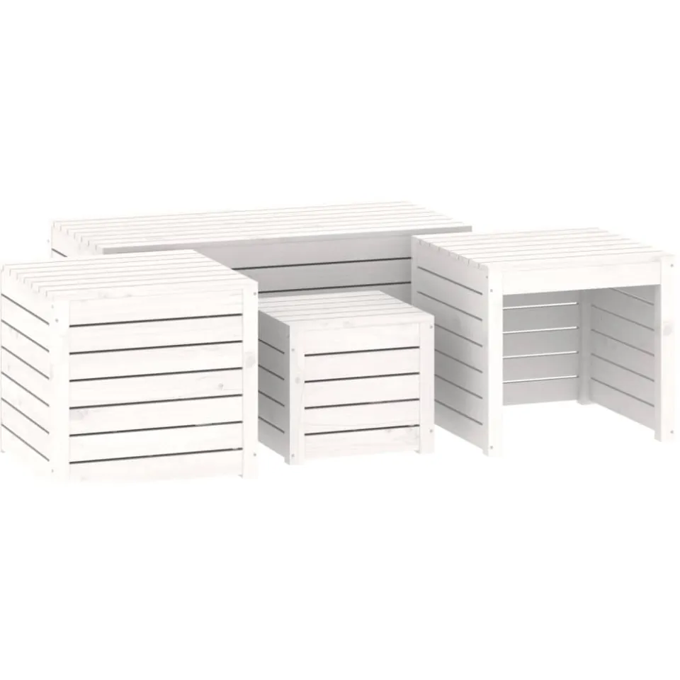 vidaXL 4-delige Tuinboxset massief grenenhout wit