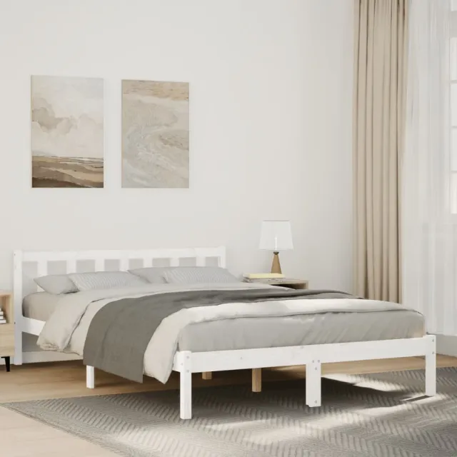vidaXL Bedframe extra lang zonder matras grenenhout wit 160x210 cm