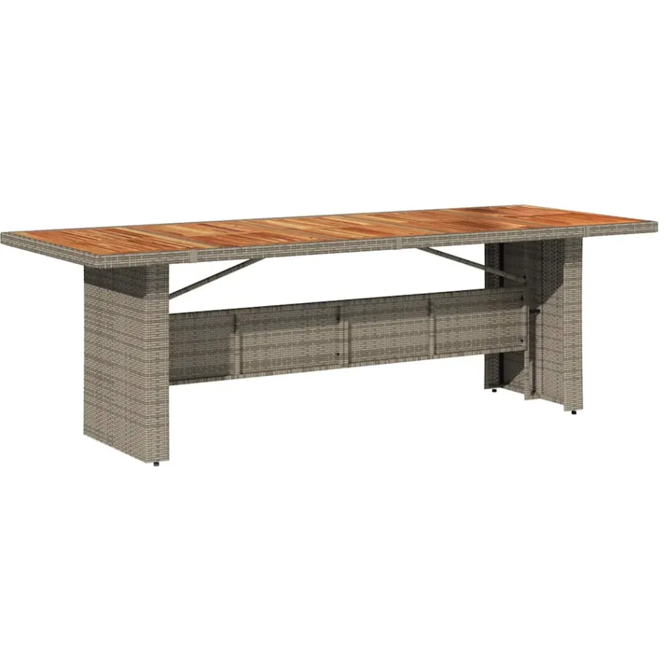 vidaXL Tuintafel met acaciahouten blad 240x90x75 cm poly rattan grijs