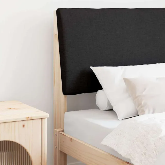 vidaXL Gestoffeerd hoofdbord Zwart 80 cm Massief grenenhout Bruin
