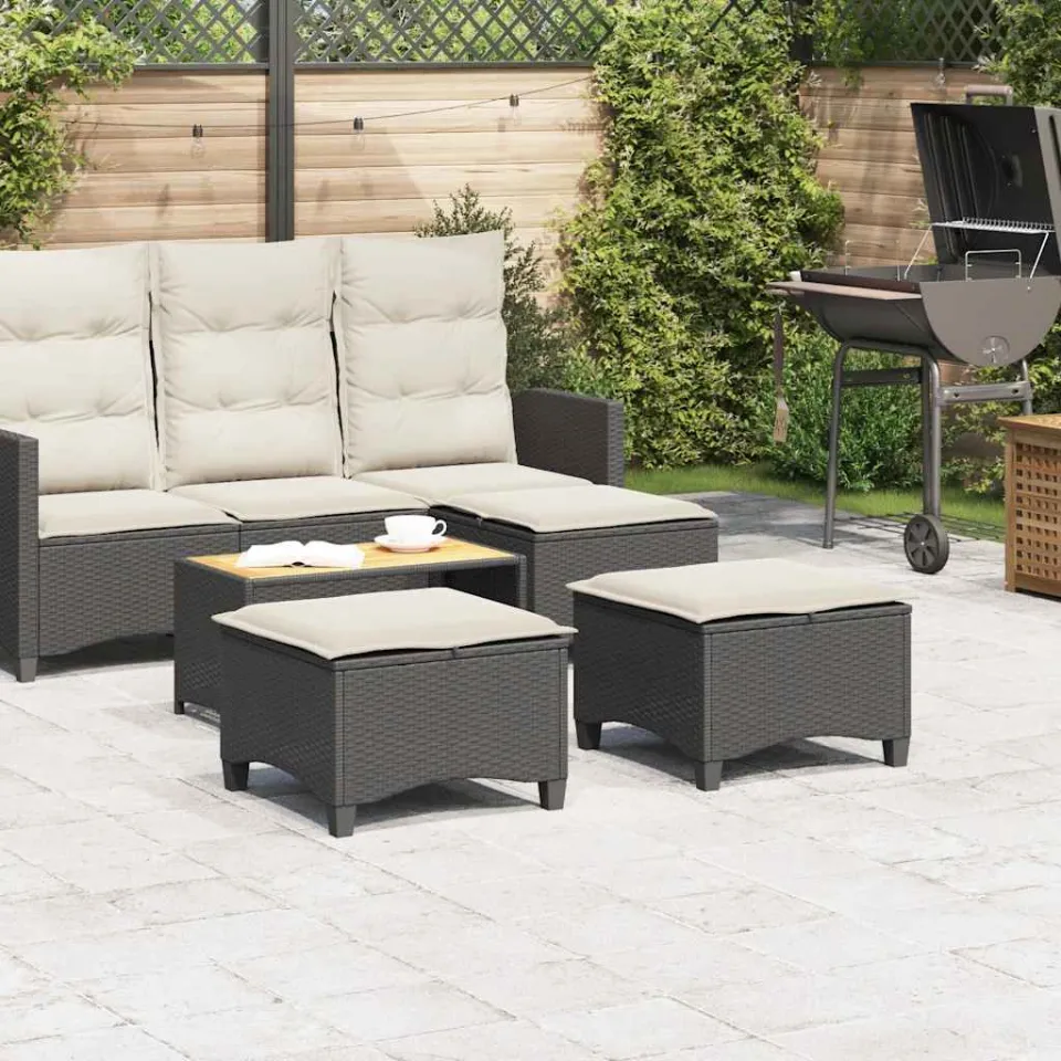 vidaXL Tuinkrukken met kussens 2 st 55x55x36 cm poly rattan bruin, foto 3