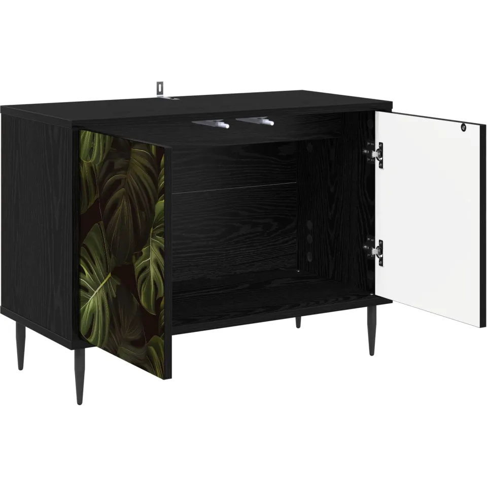 vidaXL Tv-meubel ELBURG 69 x 33 x 50,5 cm Zwart eiken Bewerkt hout