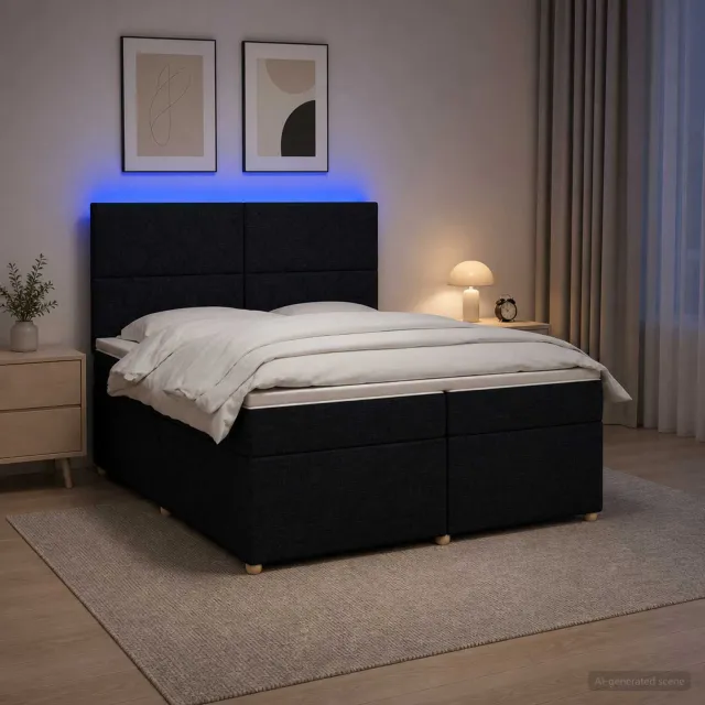 vidaXL Boxspringbed met matras met hoofdeinde Zwart 200 x 200 cm Stof
